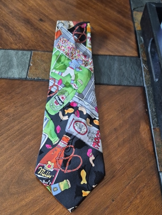 Nicole Miller Other - Nicole Miller Black Tie with Multicolor Snack & Beverage Motif